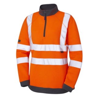 Leo Workwear Elberry ISO 20471 Class 2 Women's EcoViz PC 1/4 Zip Sweatshirt Orange